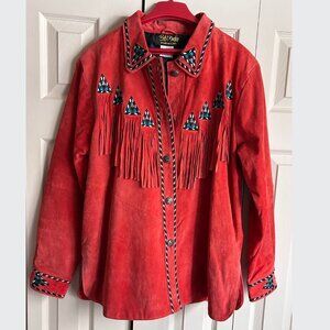 Bob Mackie Leather Southwest jacket LARGE
